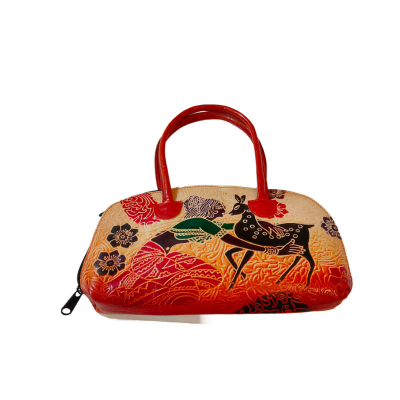 Shantiniketan Pure Leather Traditional Handbag Shakuntala With Deer
