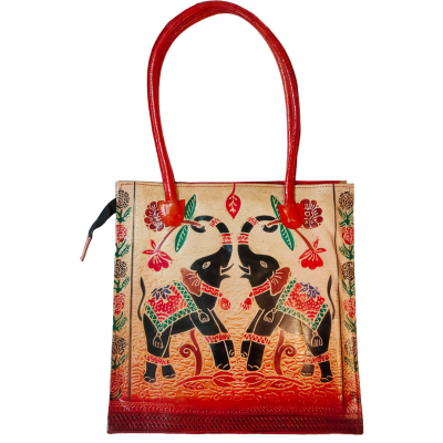 Shantiniketan Genuine Leather Traditional Design Shoulder Bag Laptop Bag Square Shape
