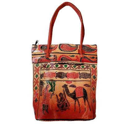 Shantiniketan Genuine Leather Ladies Shoulder Bag Traditional Camel Farmer 14 X 14
