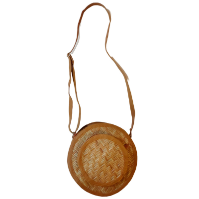 Bamboo Bag Shital Pati Handmade Women's Sling Bag Eco-Friendly & Functional Shoulder Crossbody Round Shape