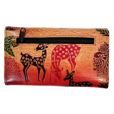 Shantiniketan Women’s Leather Clutch Purse Shakuntala With Deer(7 * 5)