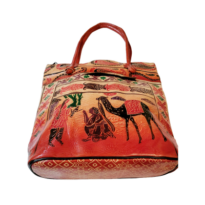 Shantiniketan Genuine Leather Ladies Shoulder Bag Traditional Camel Farmer 14 X 14