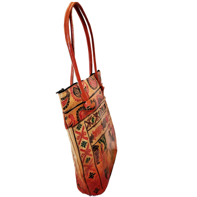 Shantiniketan Genuine Leather Ladies Shoulder Bag Traditional Camel Farmer 14 X 14