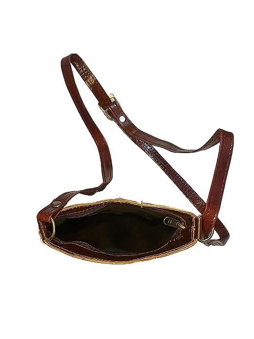 Shantiniketan Pure Leather Crossbody Shoulder Bag Batik Print (Black)