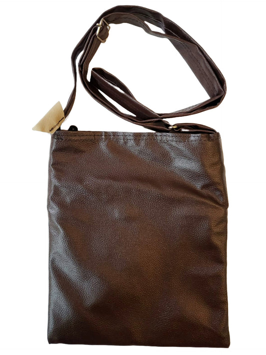 Shantiniketan Leather+Rexine Crossbody Sling Bag (Brown)