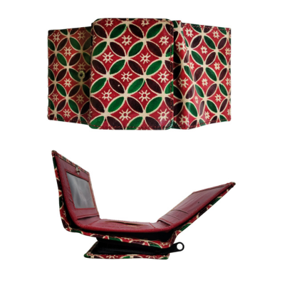 Shantiniketan Ladies 3 Fold Clutch Purse for Women Hexagon Print Red Colour