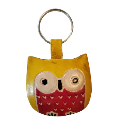 Shantiniketan Multicolor Leather Block Print Chabi Set (Combo Of 4)