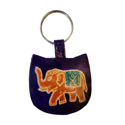 Shantiniketan Multicolor Leather Block Print Chabi Set (Combo Of 4)