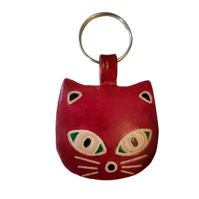 Shantiniketan Multicolor Leather Block Print Chabi Set (Combo Of 4)