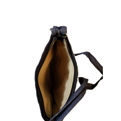 Pure Leather+Denim Hand Made Traditional Printed Sling for Women