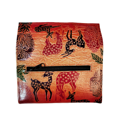 Shantiniketan Women’s Leather Clutch Purse Shakuntala With Deer(7 * 5)