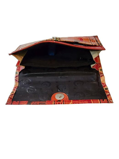 Women’s Shantiniketan Leather Clutch Double Ghora Matka (8 * 5)