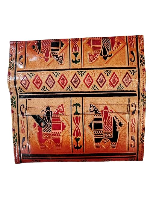 Women’s Shantiniketan Leather Clutch Double Ghora Matka (8 * 5)