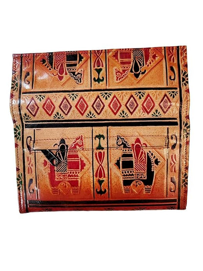 Women’s Shantiniketan Leather Clutch Double Ghora Matka (8 * 5)