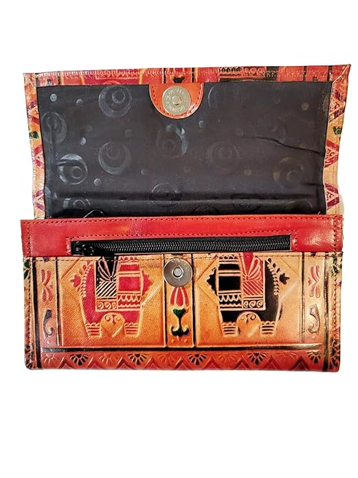 Women’s Shantiniketan Leather Clutch Double Ghora Matka (8 * 5)