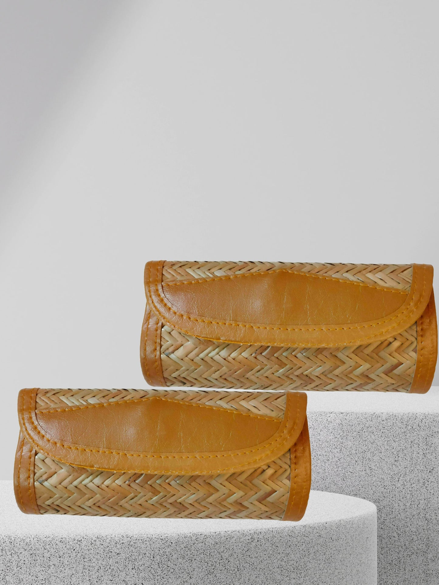 Shital Pati Bamboo Bags Full Chain Clutch Combo Eco-Friendly (Combo Of 2)