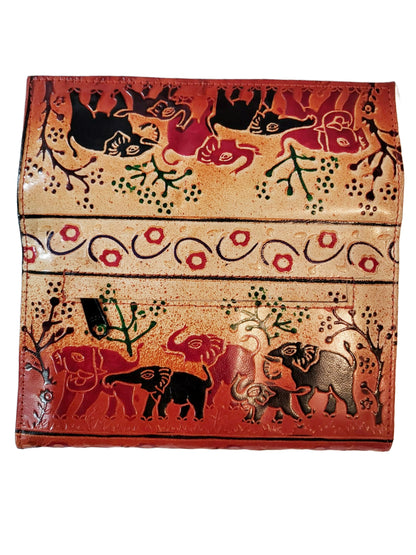 Women’s Shantiniketan Leather Clutch Elephant Heard (8 * 5)