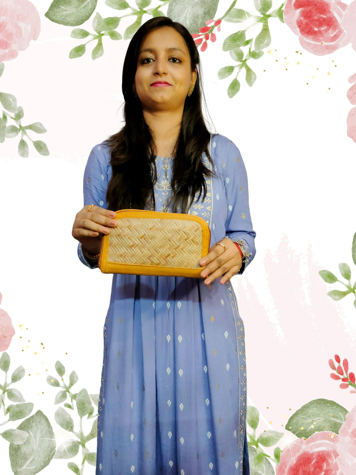 Shital Pati Bamboo Bags Full Chain Clutch Combo Eco-Friendly (Combo Of 2)