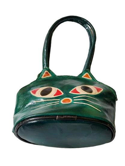 CLASSIQUE Shantiniketan Ladies Handbag Batua Cat Print Red+Green