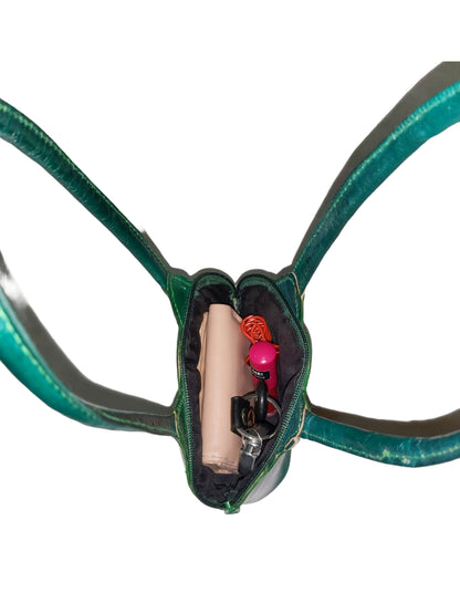 CLASSIQUE Shantiniketan Ladies Handbag Batua Cat Print Red+Green