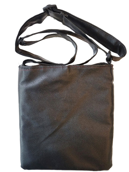 Shantiniketan Leather+Rexine Crossbody Sling Bag (Black)