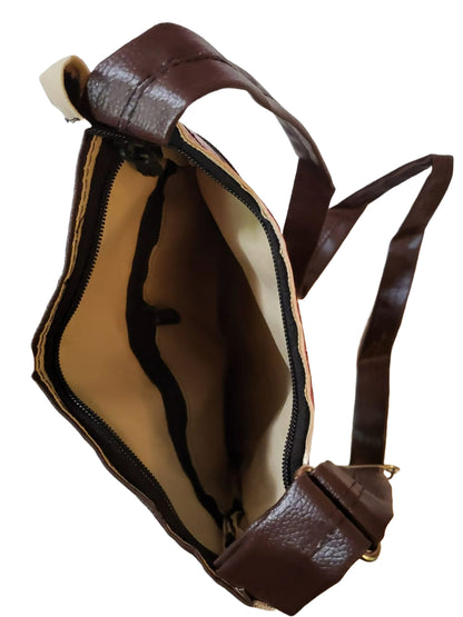 Shantiniketan Leather+Rexine Crossbody Sling Bag (Black)