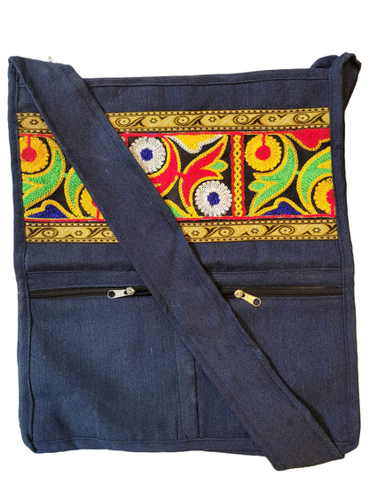 Denim Embroidery Teacher's Sling Bag for Man & Women