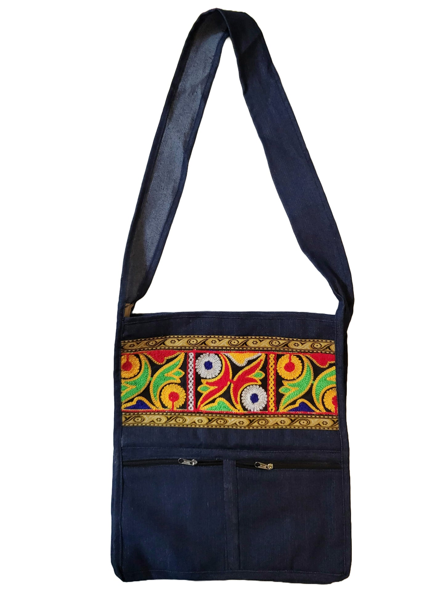 Denim Embroidery Teacher's Sling Bag for Man & Women