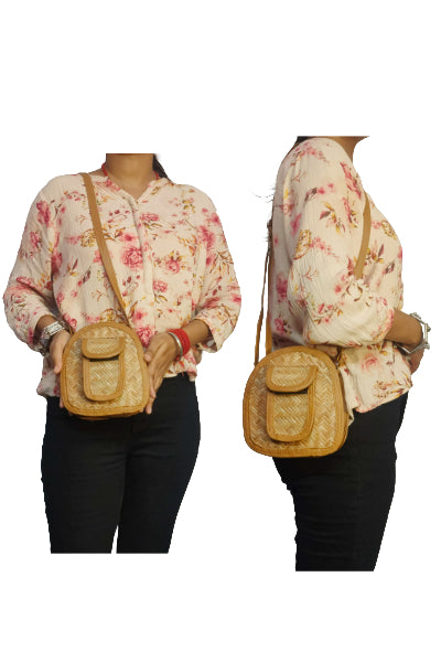 Bamboo Bag Shital Pati Handmade Camera Sling Bag Eco-Friendly Shoulder Crossbody