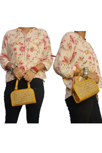 Bamboo Shital Pati Combo Products Of 2 Ecofriendly HandBag With Clutch