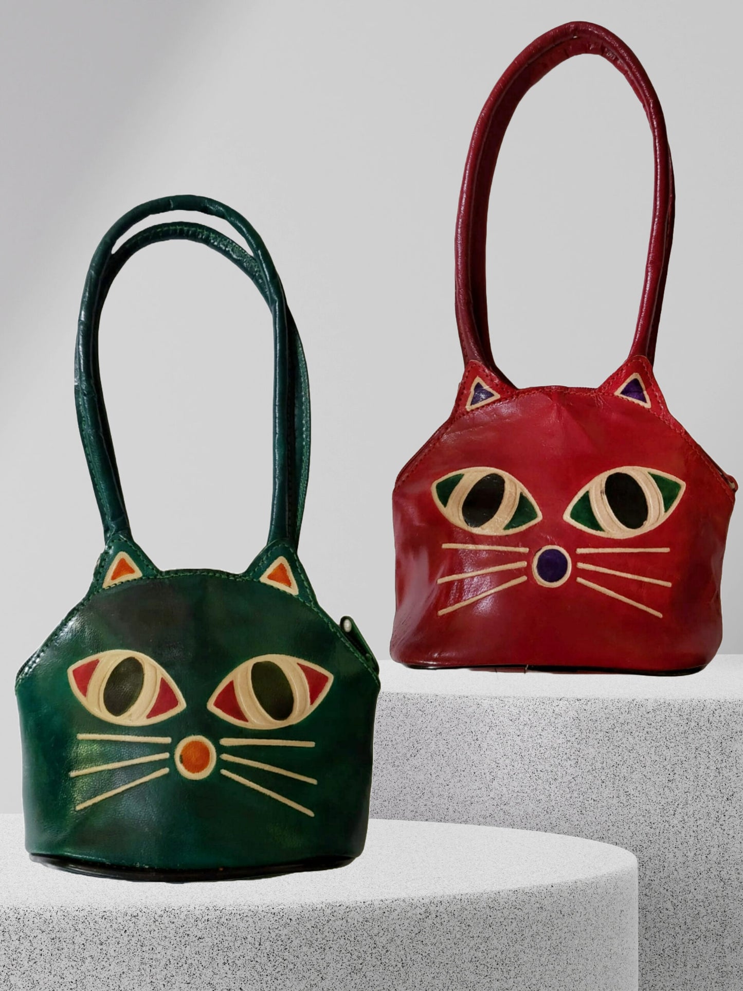 CLASSIQUE Shantiniketan Ladies Handbag Batua Cat Print Red+Green