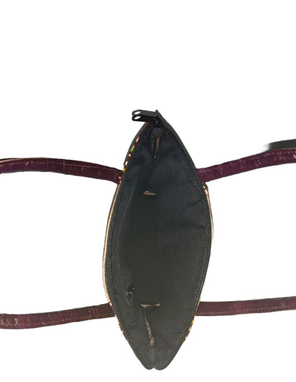 Shantiniketan Pure Leather Brown Batik Medium Batua