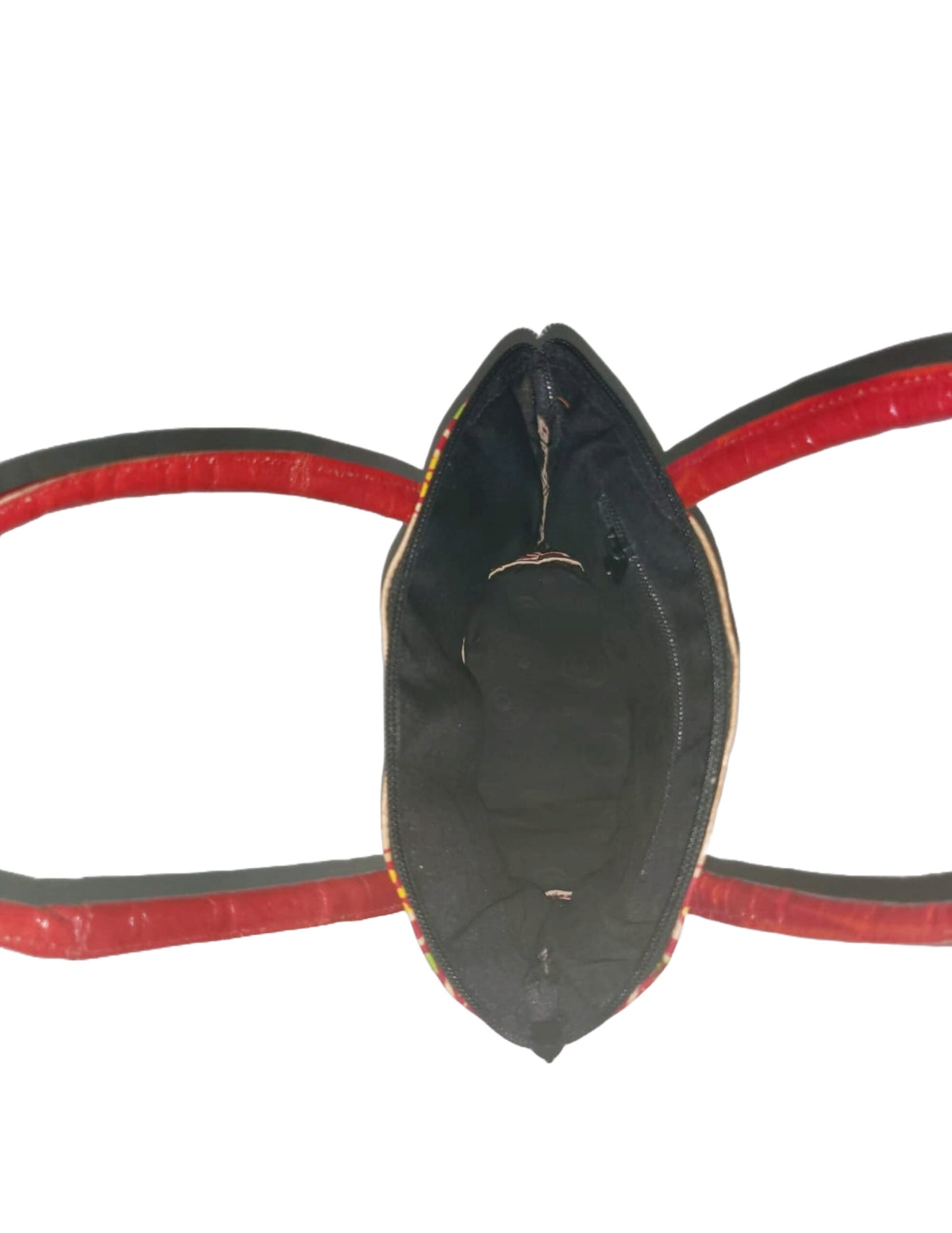 Shantiniketan Pure Leather Red Batik Medium Batua