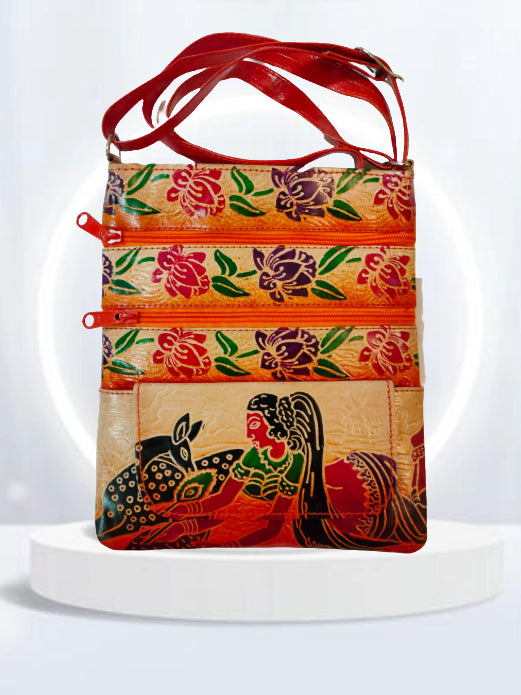 Shantiniketan Pure Leather Womens Purse Crossbody Shoulder Bag Shakuntala Love Letter