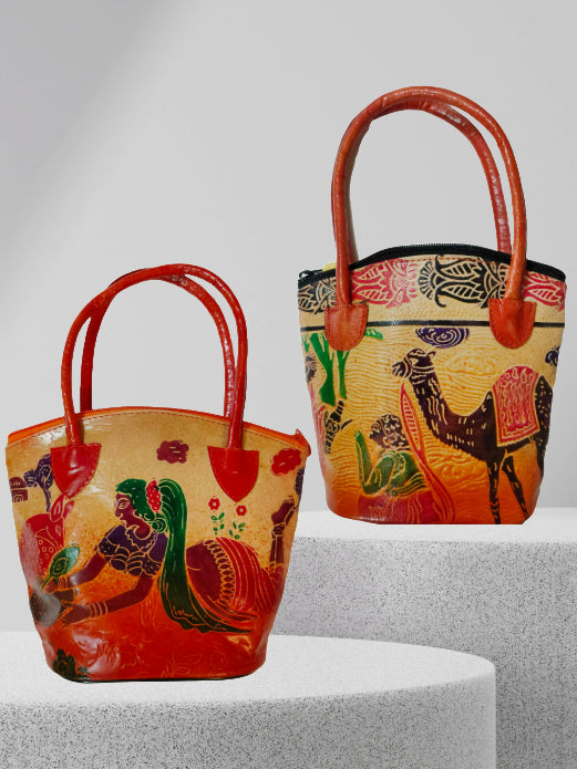 Shantiniketan Pure Leather Small Batua (Combo Of 2) Loveletter+Camel