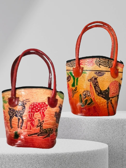 Shantiniketan Pure Leather Small Batua (Combo Of 2) Deer+Camel